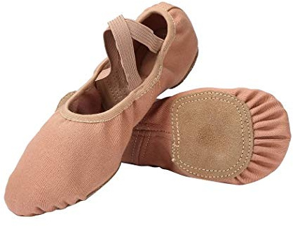 Linodes Dance Shoes for Girls Stretch Canvas Split Sole for Women-Tan-8M