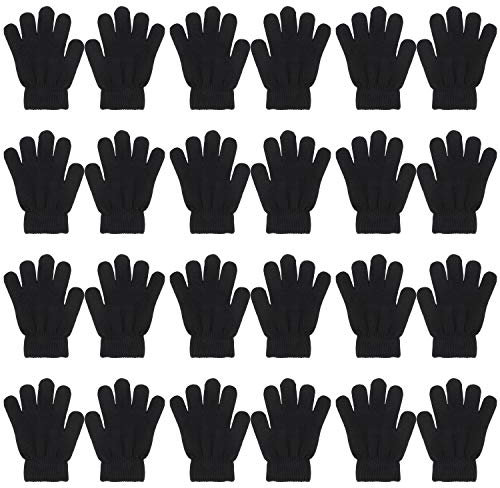 QKURT 12 Paare von Kinderhandschuhe, Magische Stretch Handschuhe Voller Finger Kinder Handschuhe für 5~13 Jahre alte Kinder Mädchen Jungen