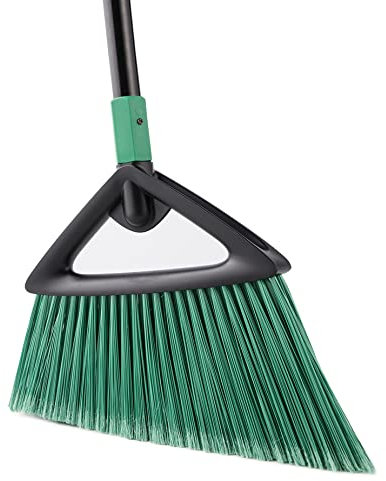 Eyliden Besen mit Stiel, Abgewinkelter Straßenbesen mit 146 cm langem Stiel, Steifen Borsten Besen für die Innen- und Außenreinigung, Robust Bodenbesen für Haushalt Straßen Garten, Grüner