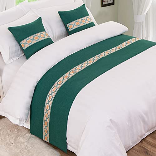 DAYDAY helper Bettläufer für Bettfüße, Streifen, Patchwork, Leinen-Bettwäsche, Dekoration, Bettschal, Bettdecke, Tagesdecke, Schutz für Hotel, Schlafzimmer, 240 x 50 cm