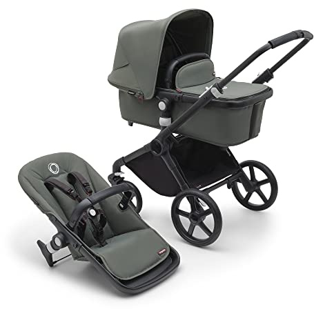 Bugaboo Fox Cub Kinderwagen für jedes Gelände, leichter und stabiler Kinderwagen, strapazierfähiges Design und extragroßes Sonnendach, einteilig und selbststehend faltbar, Forest Green