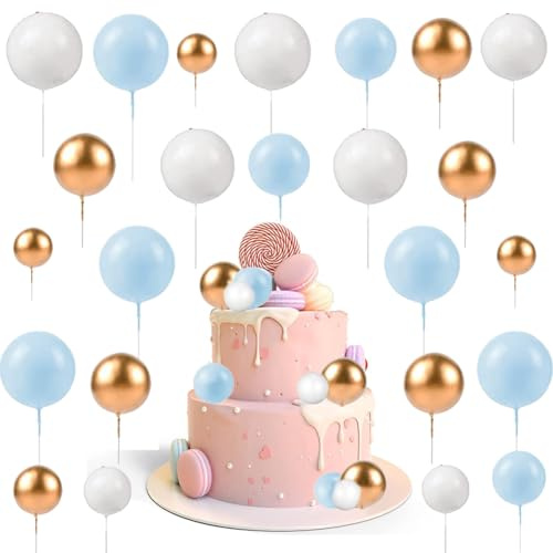 ZOOMPIL Bolas Cake Topper, 108pcs Mini Bola de Espuma para Tartas, Uego de Bolas para Decoración de Tartas, Adorno para Magdalenas, para decoración de Fiesta de cumpleaños