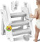 KIDIZ® Tritthocker für Kinder Trittleiter Klappbar mit 3 Stufen | Faltbarer Lern-Turm ab 18 Monaten bis 6 Jahren | Robust | Sicherer & Stabiler Trittschemel | Höhenverstellbar rutschfest Hellgrau