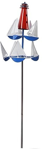 Molinos de Viento para Veleros, Faro, Decoración de Veleros, Faro, Escultura de Velero, Molinos de Viento para Veleros Al Aire Libre, Hilanderos para Patio, Césped, Jardín