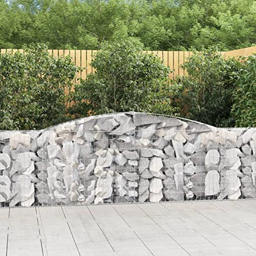 ShCuShan Gabionen mit Hochbogen 3 STK. 400x30x100/120cm Verzinktes Eisen GabionenköRbe WasserzapfsäUle Garten Gabionen Zaun Gabionensteine 3146867