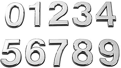 10 Pcs 2Inch House Numbers Mailbox Numbers Self-Adhesive 3D Door Number Address Numbers Stickers 0 to 9 (Silver)