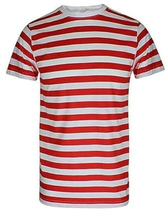 Camiseta a Rayas Rojas y Blancas Para Hombre y Mujer, Vestido Elegante Para Fiesta (FR/ES, Letras, M, Regular, Roja y Blanca)