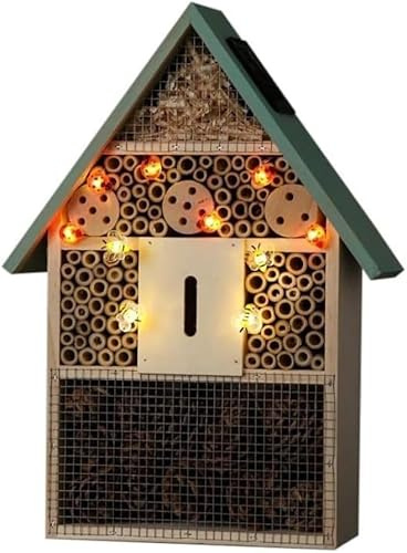 Noma Solar Powered 40cm Insect Hotel Decorative Garden & Patio Solar Light New NOMA Garden Insect Hotel with Solar Lights, Brown
