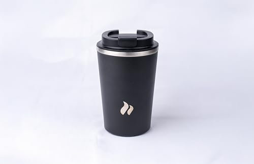 roastmarket Thermobecher 350ml – Isolierbecher to Go aus Edelstahl, auslaufsicher, spülmaschinengeeignet, BPA-frei, doppelwandig, Kaffeebecher für unterwegs, Schwarz