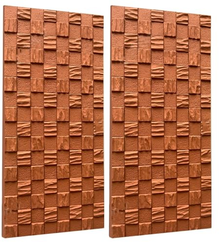 Dekorativa 3D-Väggpaneler Mosaiksten 3D-väggpaneler PU Väggbeklädnad, Set med 2 Väggpaneler för Inomhus- och Utomhusväggdekor, 60 x 120 cm 3D-paneler Väggpanel(Orange)