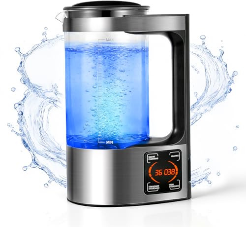 Jradse Generador de Agua Hidrogenada 2L Portátil Botella de Agua Rica en Hidrógeno con Calentamiento PTC Pantalla Táctil LED Digital Termostato para Hogar Oficina