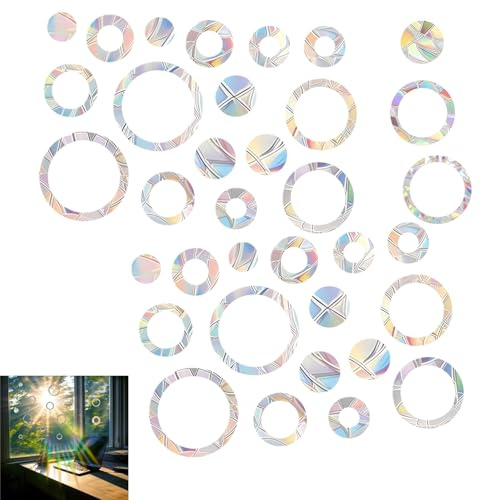 Zpeiran 32 PCS Anti-Collision Window Decals,UV Rainbow Prism Suncatcher Stickers to Prevent Bird Strikes Static Clings for Glass Doors & Windows to Protect Wild Birds