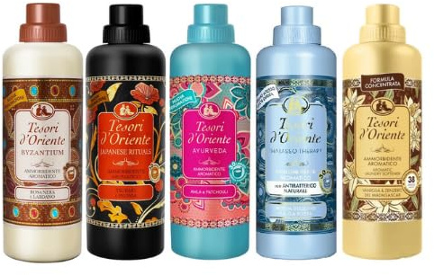Tesori d’Oriente Weichspüler Set – 5× 760 ml Aromatischer Duftspüler – Orientalische Duftvielfalt – Vorteilspack für langanhaltende Frische Veltao Set