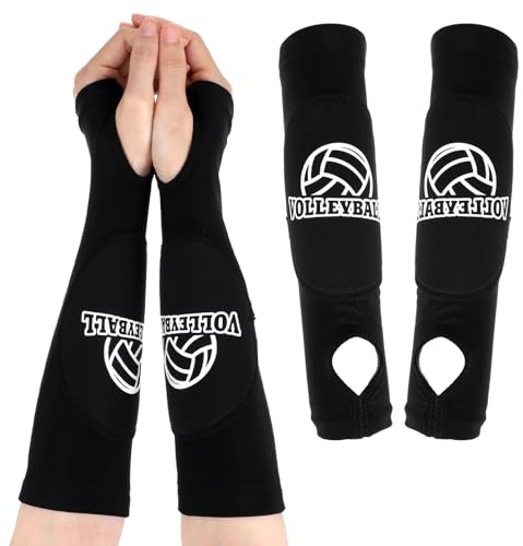 KSJEHW 1 Par de Manguitos Voleibol Talla S, Protector de Antebrazo para Entrenamiento y Competición, Mangas de Compresión Elásticas de Secado Rápido para Jóvenes y Adultos, Negro