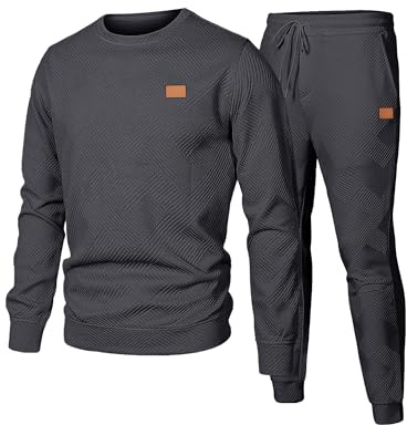 JMIERR Mens Tracksuit Full Set 2 Piece Outfits Activewear,Dark Grey,L