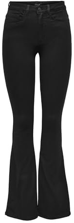 ONLY Damen Flared Schlag Jeans | High Waist Denim Stretch Hose | Wide Vintage Pants ONLROYAL, Farben:Schwarz, Größe:S / 34L, Z-Länge:L34