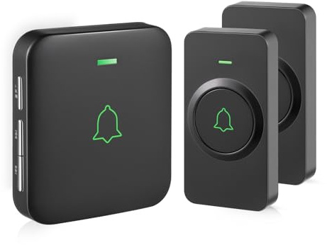 AVANTEK Wireless Door Bell, CB-21 Mini Waterproof Wireless Doorbell Operating at Over 1000 Feet, 2 Remote Buttons Can Have Different Tones, 52 Melodies, CD Quality Sound and LED Flash