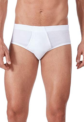 HUBER Men's Pack of 2 Brief With Front Fly Cotton 2 Pack Fine Rib 112268 White XXL