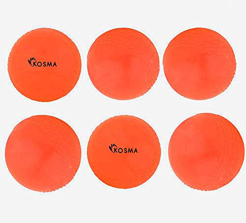Kosma Pack de 6 Pelotas de Cricket de windball | Balón de Cricket de Entrenamiento Suave para Interiores y Exteriores para práctica de Entrenamiento (Naranja)