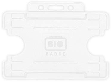 BioBadge White ID Card Holders Open-Faced for ID Badge, Landscape, 100 Pack