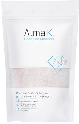 Alma K Crystal Dead Sea Bath Salts - Gently Exfoliates and Hydrates - White Tea and Neroli Scent - for Bath Soak and Relaxing Foot Bath Salt - 9.1 oz