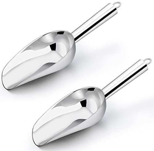 Joyfair Ice Scoop Set of 2, 5oz Stainless Steel Small Food Scoops for Kitchen Bar Buffet Party, Metal Flour Candy Pet Scooper for Multi-Purpose Use, Sturdy & Durable, Mirror Finished & Dishwasher Safe