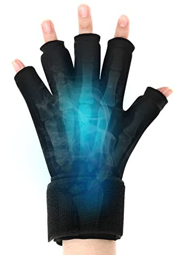 Finger Kompressions Eishandschuh zur Schmerzlinderung, verstellbare Handschlaufe, Handgelenk-Eisbeutel für Wärme- und Kältetherapie, Gel-Kältebeutel für Sehnenscheidenentzündung, Karpaltunnel (S)