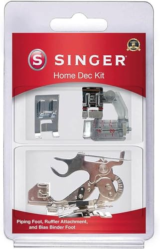 Singer syfot-set för heminredning inklusive passning, snedband och volangfäste, perfekt för skräddarsydda ytor, snedband och veck, kompatibel med Singer symaskin
