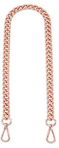 PandaHall Correa de cadena plana de 60.5 cm, correa de hombro de aluminio, correa de oro rosa, bolsa de mano, reparación de monedero