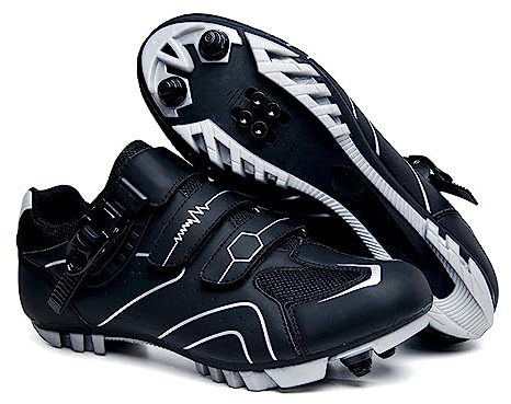 Hixingo Chaussures de Cyclisme Unisexes pour Hommes, Femmes - VTT, Vélo Route en Plein Air - Respirantes à Semelle Dure, Verrouillage 2 Trous