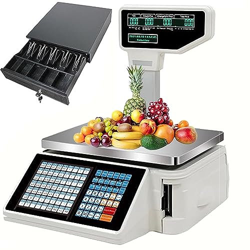Gewerbliche Etikettendruckwaagen,Barcode Druckwaage,Turmstangenanzeige,Registrierkasse,Etikettendruckwaage Stangenanzeige für Etiketten und Quittungsdruck,machine+CashBox