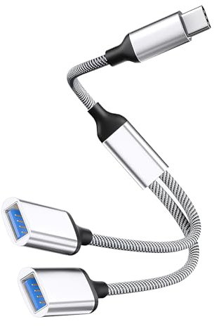 Adattatore USB-C a 2 Porte USB-A, Cavo Splitter OTG 30CM, Hub SDoppiatore per MacBook Pro, iPad Air, Samsung Galaxy S23 S22 S21