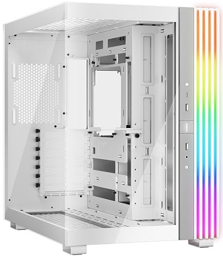 be quiet! Light Base 600 DX White PC Case, Stunning Panoramic View, Show Case, Dual Chamber Design, Solid ARGB LED Strip, Inverted and Horizontal Usable, Backside Connector Design
