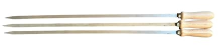 Spiedi per barbecue in acciaio inossidabile lunghi 74 cm con manico in legno per carne pesce verdure (3)