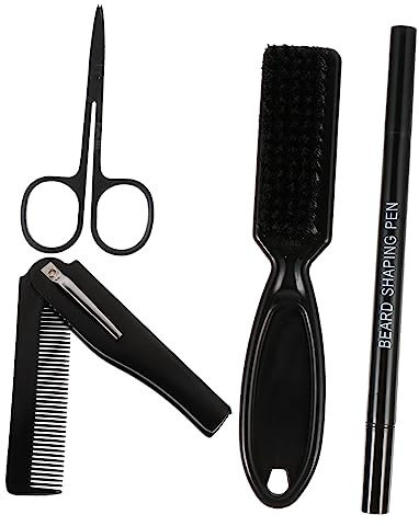 WOONEKY 4stücke Teiliges Bartpflege-set Mit Bartstift Pinsel Faltkamm Und Scheren Für Präzise Bartgestaltung Für Männer Reisen Kompakt Und Praktisch
