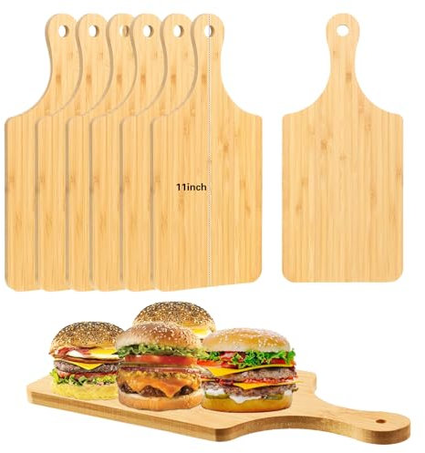 12 Pcs Small Wood Cutting Board with Handle,11x5 In Mini Charcuterie Boards