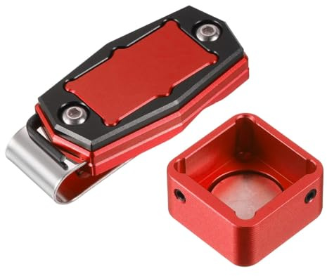 CENPEK Porta gessetti da biliardo in lega di alluminio, accessori, gessetti coordinati di diverse forme [quadrato] rosso nero