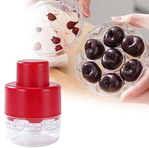 Dénoyauteur à Cerises, 2025 Nouveau Grande Capacité Dénoyautage avec 7 Dénoyauteurs pour Cerises Rouge pour la Séparation Propre de la Chair et du Noyau (Rouge)