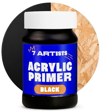 7 Artists Gesso Black Primer 100 ml – Acrylic Primer Undercoat for Canvas, Wood and Paper | Artists Gesso for Acrylic Painting, Oil and Watercolour