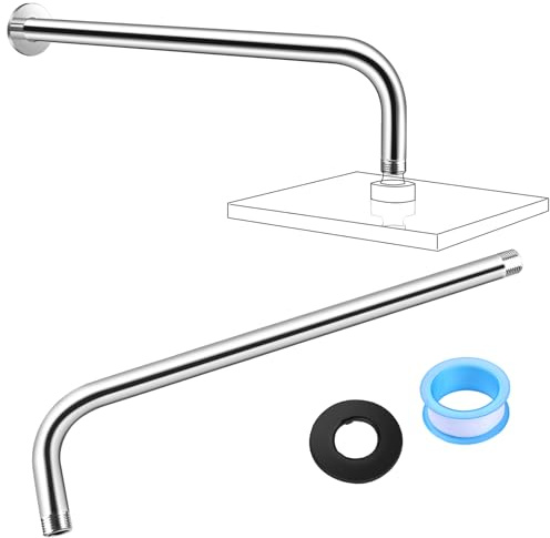 NAKIHOUSE Braccio doccia rotondo da 40 cm, in acciaio inox, per soffione doccia a pioggia, montaggio a parete (soffione doccia non incluso)