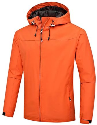 Generisch 2026 Chubasquero Chaqueta fina de montañismo para hombre al aire libre Chaqueta de capa Hardshell, naranja, L