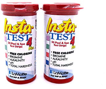 LaMotte 4-Way Insta Test Strips Plus for Swimming Pool Free Chlorine, Bromine, Alkalinity, pH, Total Hardness 2 x 50