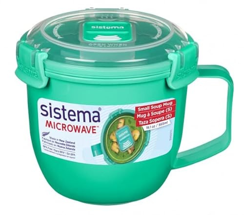 Sistema Pack of 6 Microwave Small Soup Cups, 565 ml, BPA Free, Mixed Colours