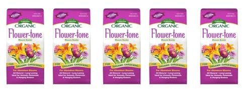Espoma Organic Flower-Tone 3-4-5 Natural & Organic Plant Food; 4 lb. Bag; Organic Fertilizer for Flowers, Annuals, Perennials & Hanging Baskets. Blossom Booster - 5 Pack
