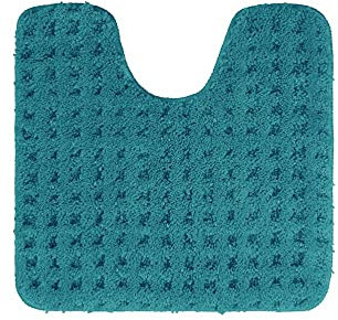PANA® Flauschiger Badvorleger (45 x 45 cm) • WC Vorleger mit Ausschnitt aus weichen Mikrofasern • Rutschfester & waschbarer Badteppich • Badematte mit WC-Ausschnitt • Farbe: Türkis