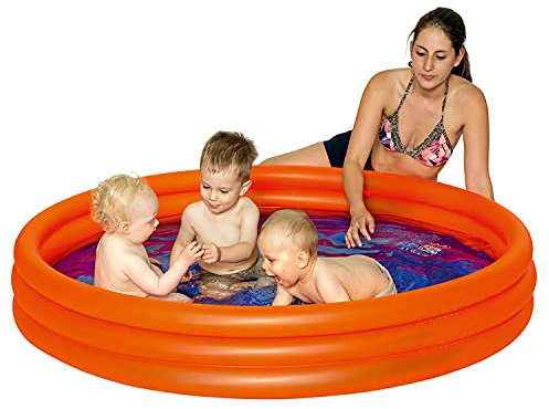 NET TOYS Aufblasbarer Ring-Pool - Orange 157 x 157 x 28 cm - Schönes Kinder-Planschbecken Kinderpool für den Garten - Der Hit für Strandparty & Sommerfest