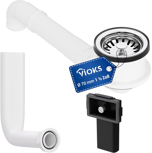 VIOKS Avloppsventil diskbänk 70 mm/set för diskbänk keramik/tillbehör för diskbänk/silinsats diskbänk/dräneringssil handfat för diskbänk/diskbänk tillbehör för diskbänk rostfritt stål