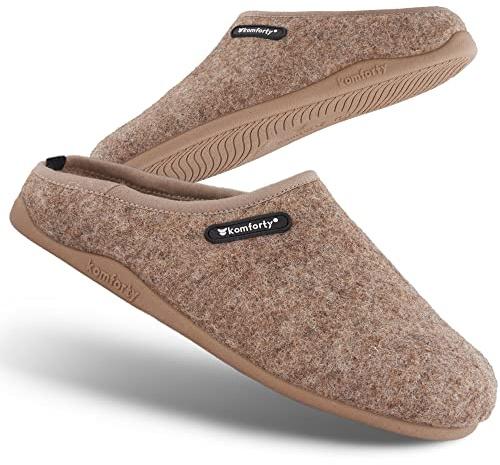 Komfort tofflor kvinnor män – halkfria tofflor för inomhus och utomhus – varma tofflor, Beige, 39 EU