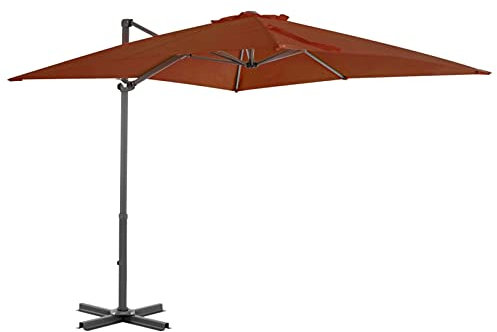 Camerina Ampelschirm mit Aluminium-Mast Windsicherung Ampelschirm Sonnenschirme FüR Terrasse Garten Sonnenschirm Terrakotta-Rot 250x250 cm
