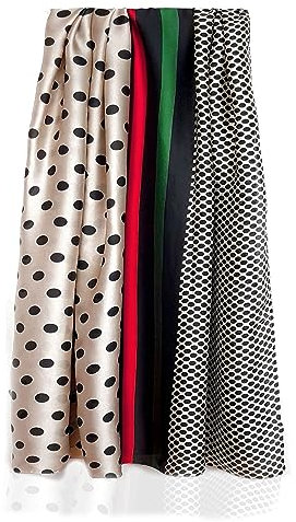 GLORIS Schal Damen dünn seidig groß 180 x 90 cm Beige mit Schwarzen Tupfen Schal für Frauen. Halstuch Seidenschal Elegant. Pareo. Strandschal